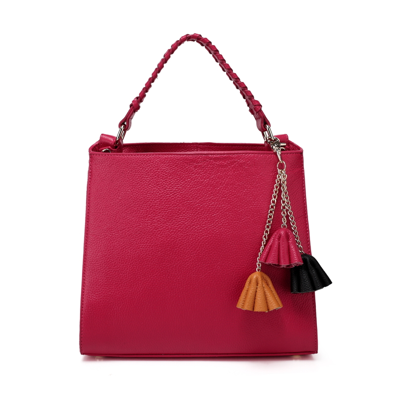 Rose Red Flower Cow Leather Tote Bag LH2322