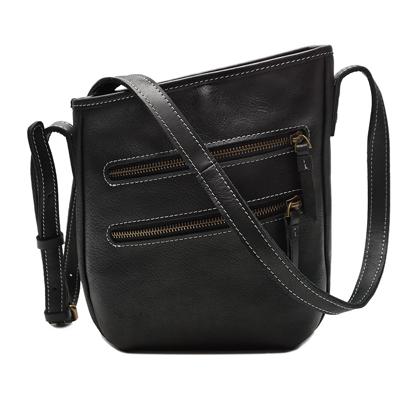 Muti-Zippers Leather Cross Body Bag LH2331_2 Colors