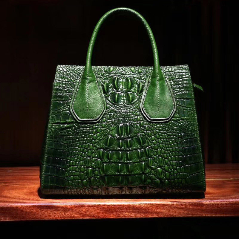 Elegant Crocodile Embossed Real Leather Handbag LH2451A_3 Colors