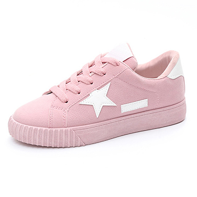 Women's Sneakers - Gray an Pink / Pink Star On Side / Gray Laces Women's Sneakers - Gray an Pink / Pink Star On Side / Gray Laces