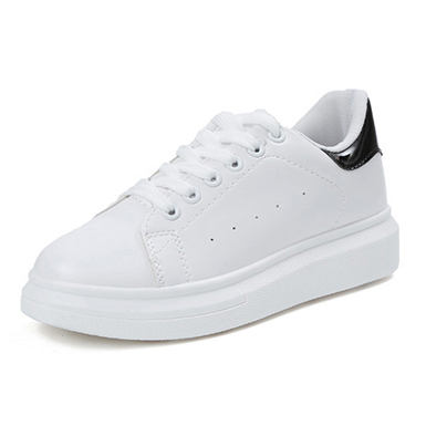 Women's Black and White Sneakers - Enlarged Sole / White Laces Women's Black and White Sneakers - Enlarged Sole / White Laces
