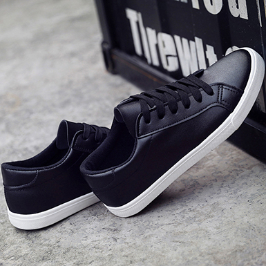 Women's Sneakers - Black and White / Black Laces Women's Sneakers - Black and White / Black Laces