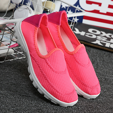 WMNS Gray Sneakers - Slip-On / White Sole / Sports Footwear