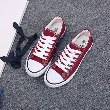 Women's Flat Trainers - White Laces And Sole