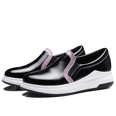 Women's Metallic Slip-On Sneakers - Rubberized Soles / Rounded T Women's Metallic Slip-On Sneakers - Rubberized Soles / Rounded T