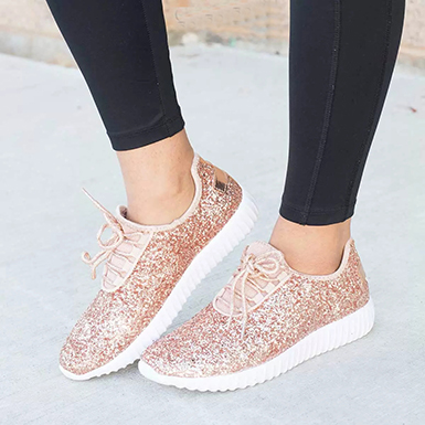 Women's Sparkly Sneakers - Round Toes and Matching Laces