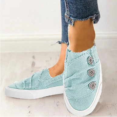 Women's Uniquely-Designed Shoes - Button Trim / Unfinished Edges Women's Uniquely-Designed Shoes - Button Trim / Unfinished Edges