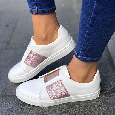 Women's Athletic Sneakers - Glitter Trim / Rubber Soles Women's Athletic Sneakers - Glitter Trim / Rubber Soles