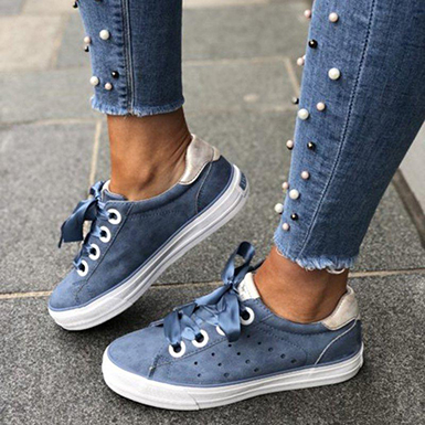 Women's Athletic Sneaker - Decorative Perforations / Large Laces Women's Athletic Sneaker - Decorative Perforations / Large Laces