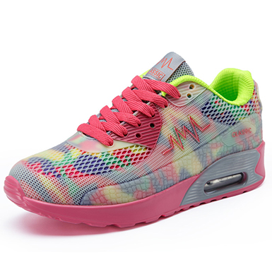 Women's Sneakers - Camouflage / Pink Gray and Green / Air Pump a