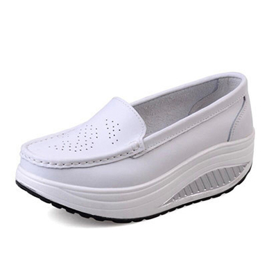 Women's Wedge Trainers - Raised Sole / Perforated Holes On Front Women's Wedge Trainers - Raised Sole / Perforated Holes On Front