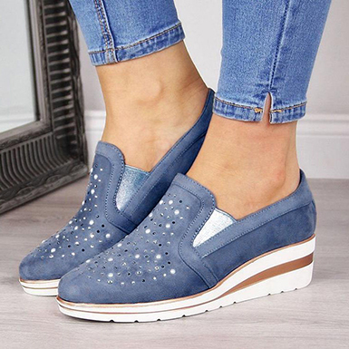 Women's Jewel-Embellished Wedges - Textured Soles Women's Jewel-Embellished Wedges - Textured Soles